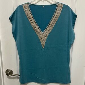 Teal V-Neck Women Top NWOT SIZE XL